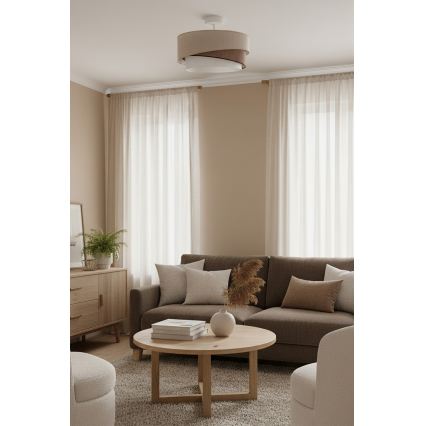 Brilagi - Ytmonterad taklampa ARROW 1xE27/60W/230V Ø 45 cm beige/brun/vit