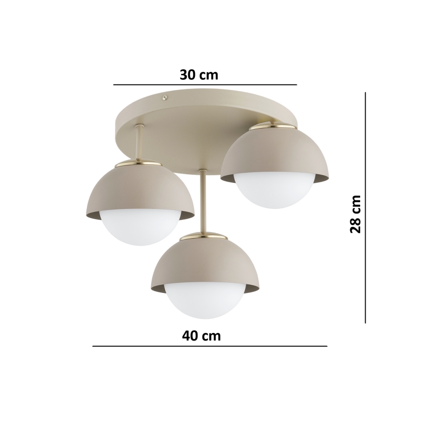 Brilagi - Ytmonterad taklampa COSMO 3xE27/60W/230V beige/guld