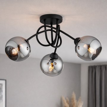 Brilagi - Ytmonterad taklampa DIOR 3xE27/60W/230V svart/rökgrå