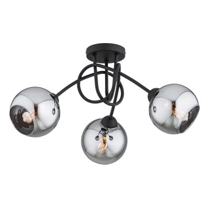 Brilagi - Ytmonterad taklampa DIOR 3xE27/60W/230V svart/rökgrå
