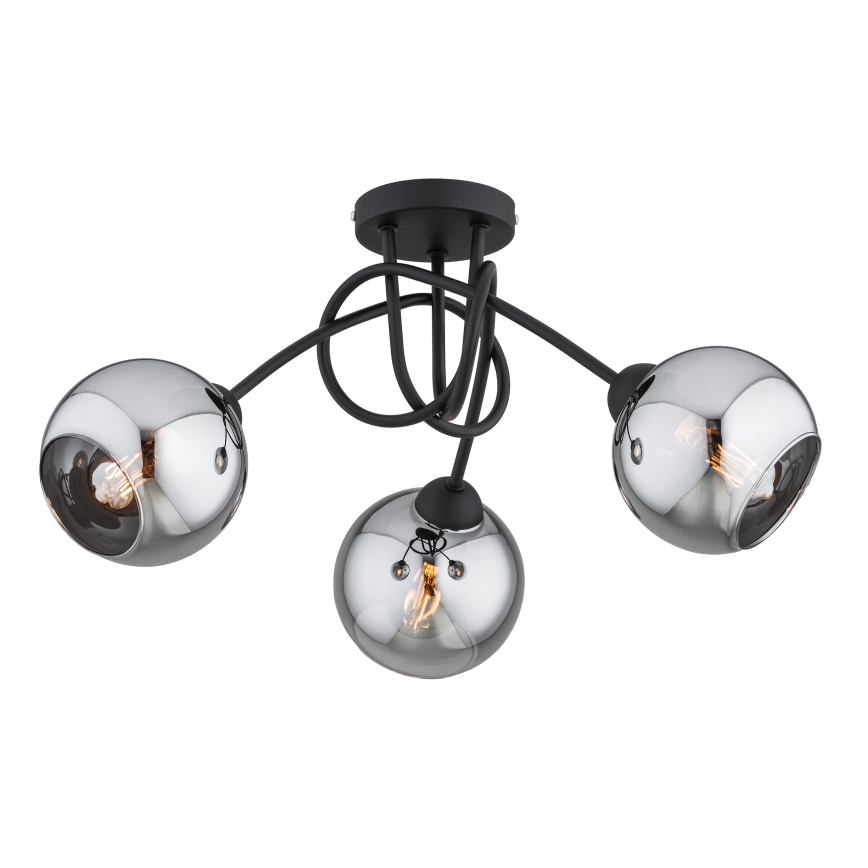 Brilagi - Ytmonterad taklampa DIOR 3xE27/60W/230V svart/rökgrå