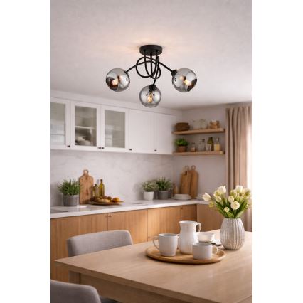 Brilagi - Ytmonterad taklampa DIOR 3xE27/60W/230V svart/rökgrå