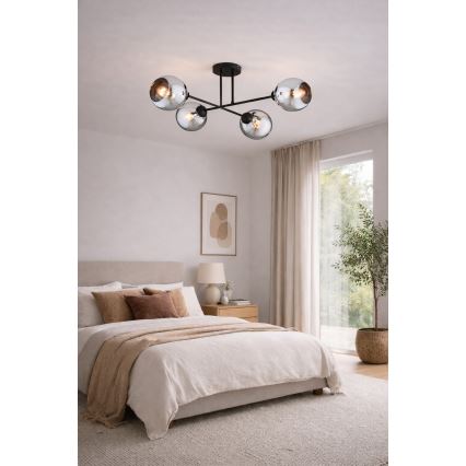 Brilagi - Ytmonterad taklampa DIOR 4xE27/60W/230V svart/rökgrå