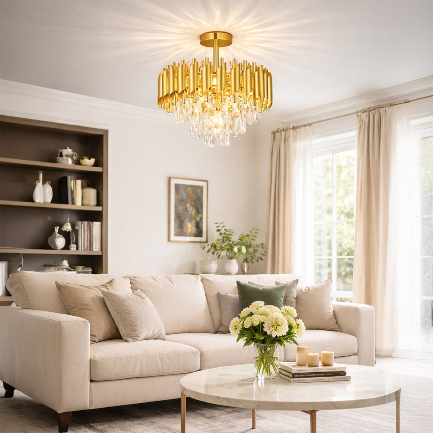 Brilagi - Ytmonterad taklampa ECLIPSE 5xE14/10W/230V Ø 38 cm guld