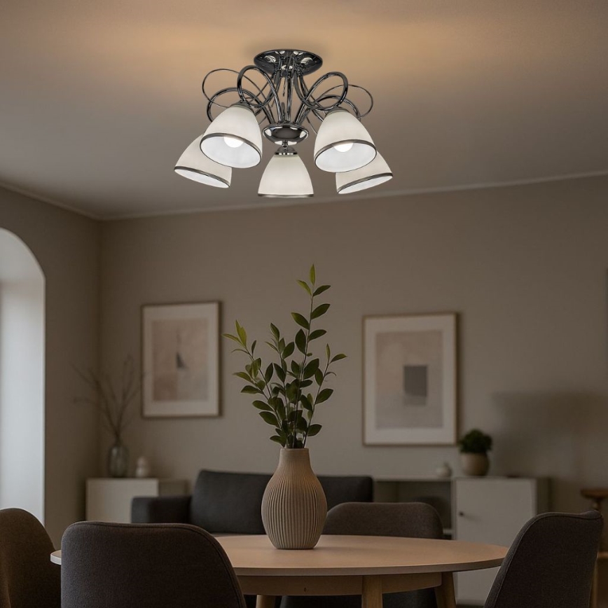 Brilagi - Ytmonterad taklampa FRED 5xE27/60W/230V Ø 59 cm polerad krom