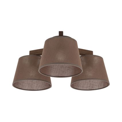 Brilagi - Ytmonterad taklampa LATTE 3xE27/15W/230V furu/brun