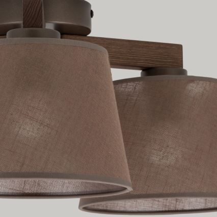 Brilagi - Ytmonterad taklampa LATTE 3xE27/15W/230V furu/brun