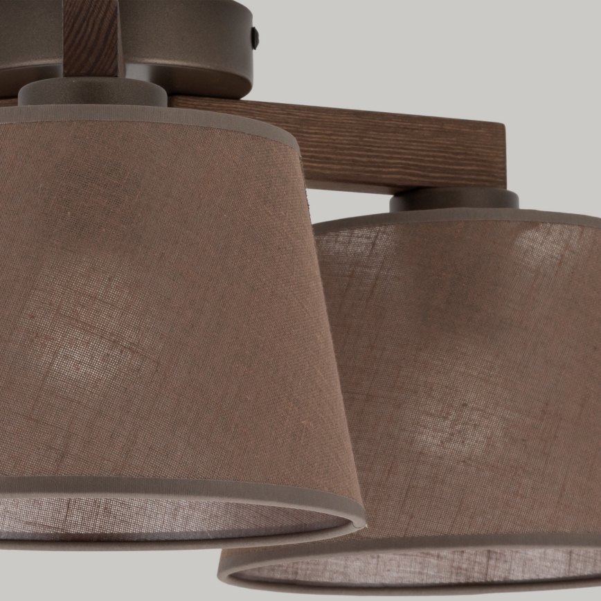 Brilagi - Ytmonterad taklampa LATTE 3xE27/15W/230V furu/brun