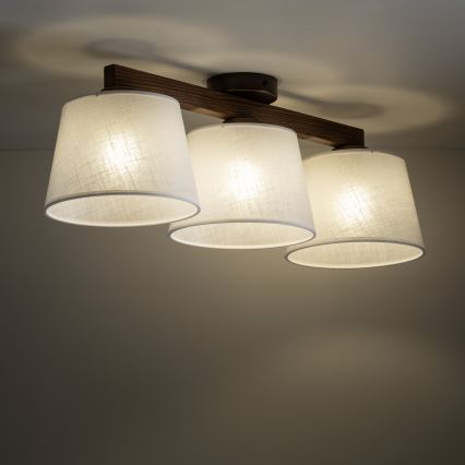 Brilagi - Ytmonterad taklampa LATTE 3xE27/15W/230V furu/vit