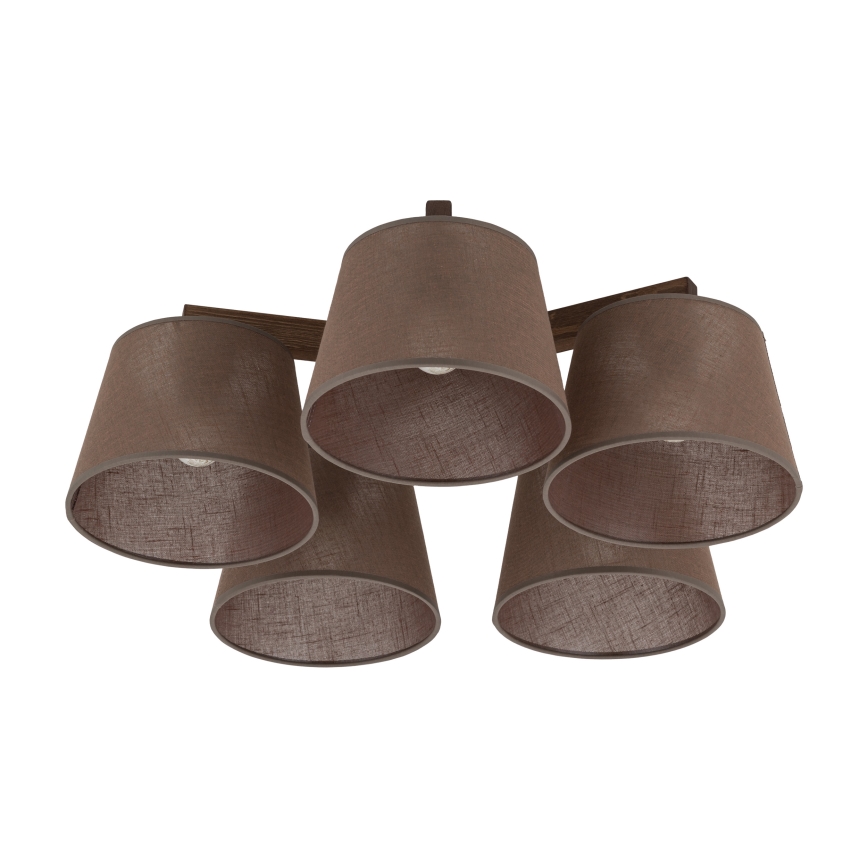 Brilagi - Ytmonterad taklampa LATTE 5xE27/15W/230V furu/brun