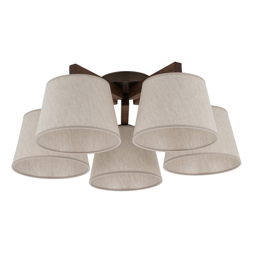 Brilagi - Ytmonterad taklampa LATTE 5xE27/15W/230V furu/krämvit