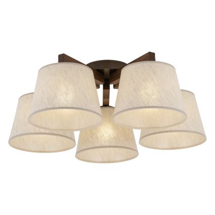 Brilagi - Ytmonterad taklampa LATTE 5xE27/15W/230V furu/krämvit