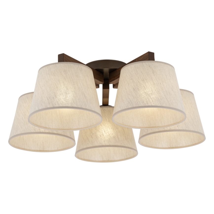 Brilagi - Ytmonterad taklampa LATTE 5xE27/15W/230V furu/krämvit