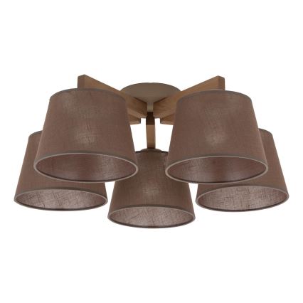 Brilagi - Ytmonterad taklampa LATTE SABIA 5xE27/15W/230V furu/brun