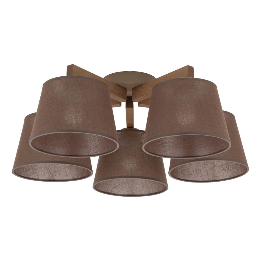 Brilagi - Ytmonterad taklampa LATTE SABIA 5xE27/15W/230V furu/brun