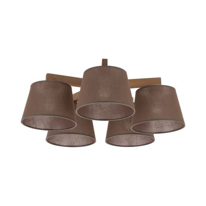 Brilagi - Ytmonterad taklampa LATTE SABIA 5xE27/15W/230V furu/brun