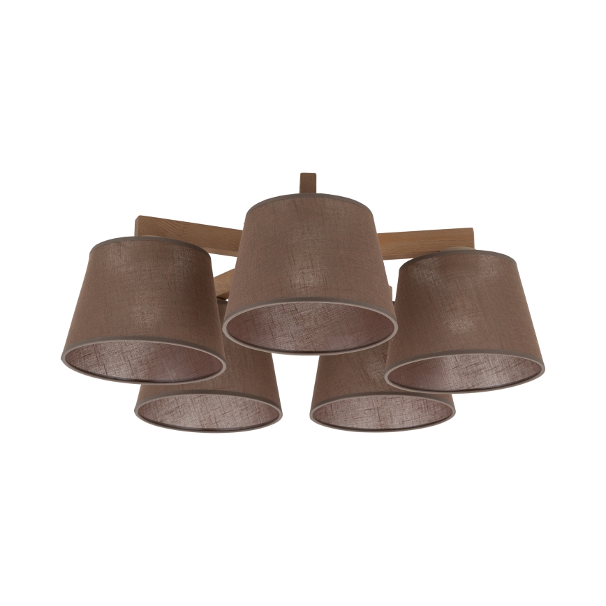 Brilagi - Ytmonterad taklampa LATTE SABIA 5xE27/15W/230V furu/brun