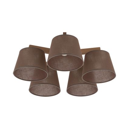 Brilagi - Ytmonterad taklampa LATTE SABIA 5xE27/15W/230V furu/brun