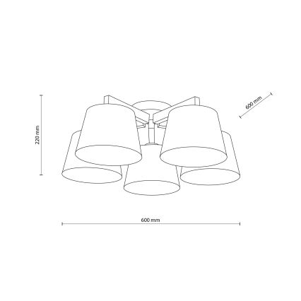 Brilagi - Ytmonterad taklampa LATTE SABIA 5xE27/15W/230V furu/brun