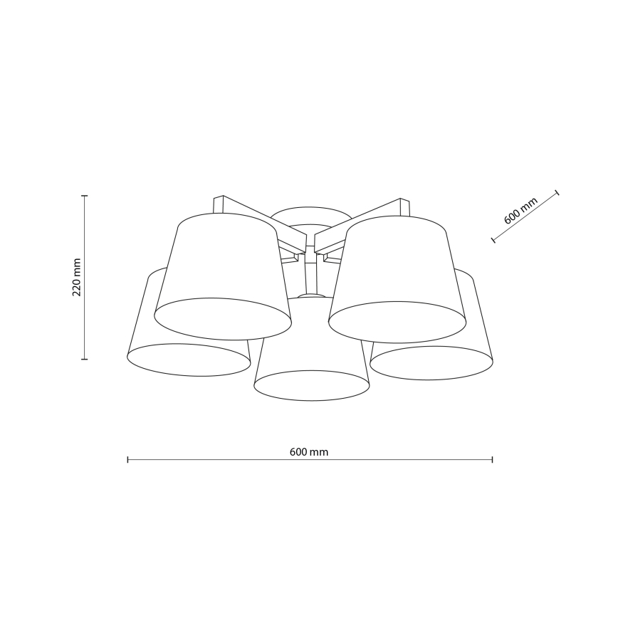 Brilagi - Ytmonterad taklampa LATTE SABIA 5xE27/15W/230V furu/brun