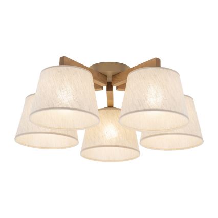 Brilagi - Ytmonterad taklampa LATTE SABIA 5xE27/15W/230V furu/krämfärgad