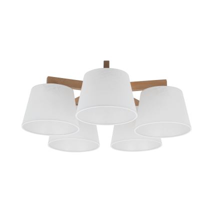 Brilagi - Ytmonterad taklampa LATTE SABIA 5xE27/15W/230V furu/vit