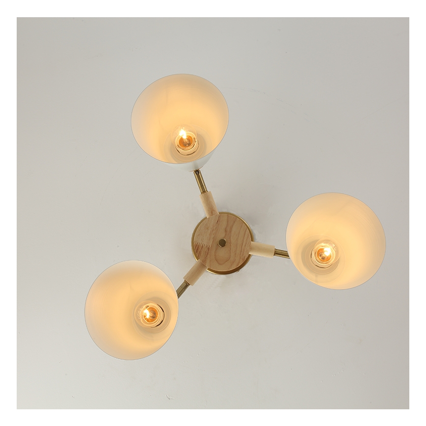 Brilagi - Ytmonterad taklampa LUND WOOD 3xE27/40W/230V Ø 50 cm gummiträ