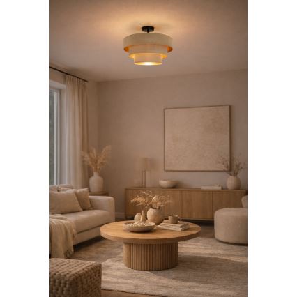 Brilagi - Ytmonterad taklampa LUNETA 1xE27/60W/230V Ø 40 cm beige/guld