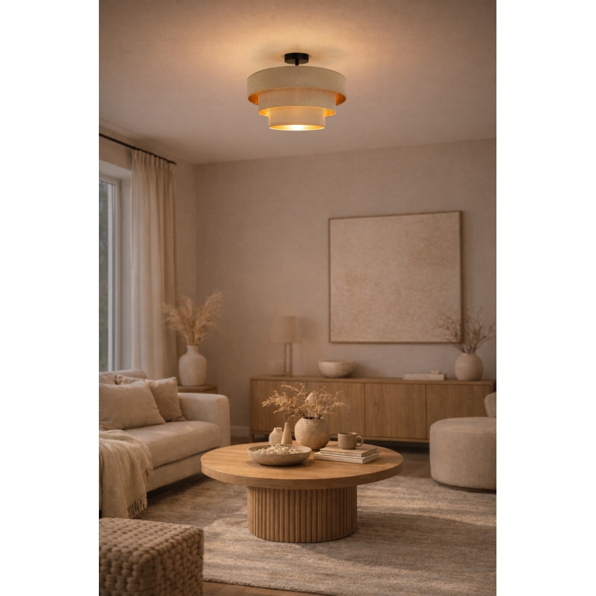 Brilagi - Ytmonterad taklampa LUNETA 1xE27/60W/230V Ø 40 cm beige/guld