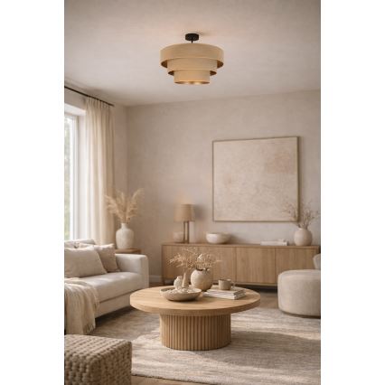 Brilagi - Ytmonterad taklampa LUNETA 1xE27/60W/230V Ø 40 cm beige/guld
