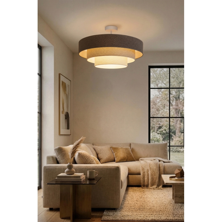 Brilagi - Ytmonterad taklampa LUNETA 3xE27/60W/230V Ø 80 cm grå/krämvit/vit