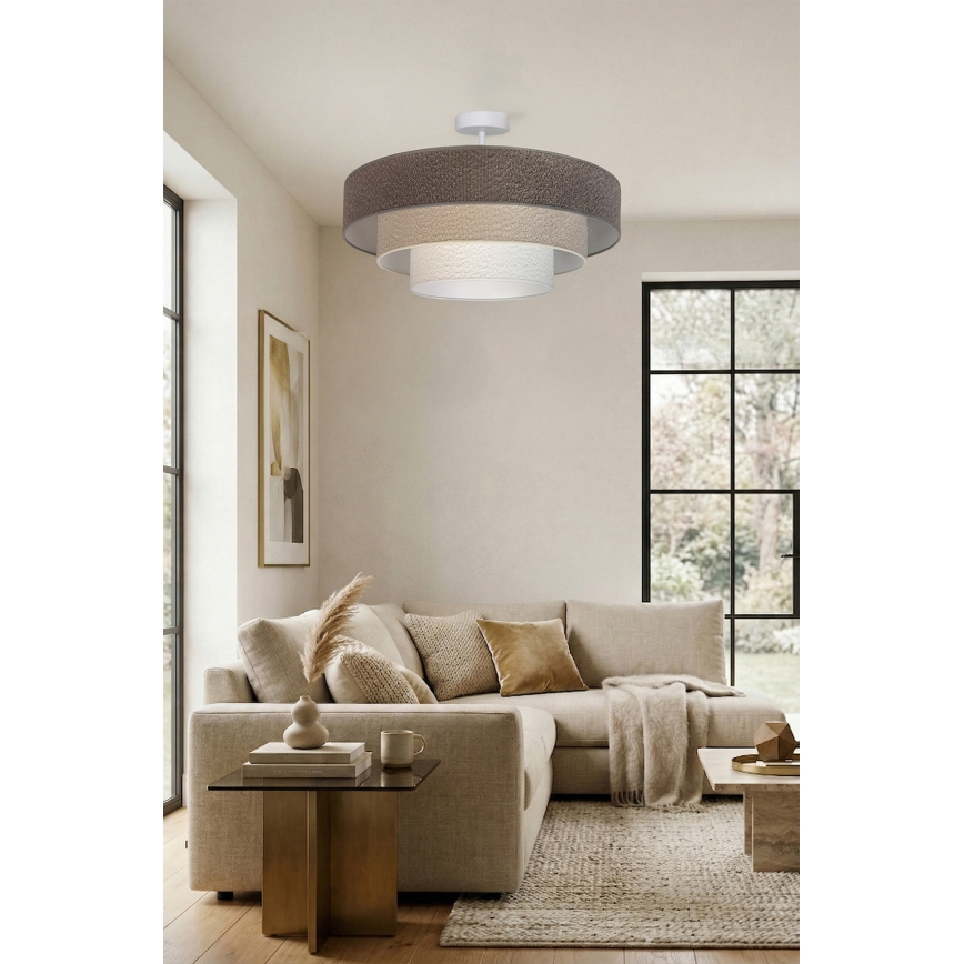 Brilagi - Ytmonterad taklampa LUNETA 3xE27/60W/230V Ø 80 cm grå/krämvit/vit