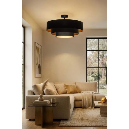 Brilagi - Ytmonterad taklampa LUNETA 3xE27/60W/230V Ø 80 cm svart/guld