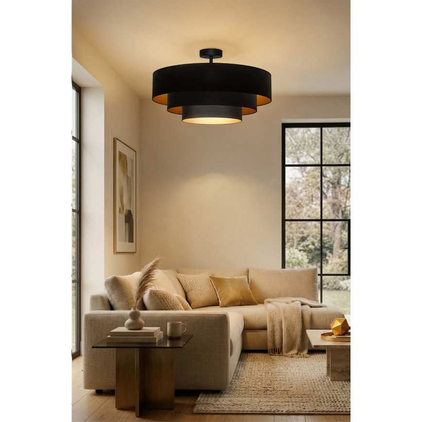 Brilagi - Ytmonterad taklampa LUNETA 3xE27/60W/230V Ø 80 cm svart/guld