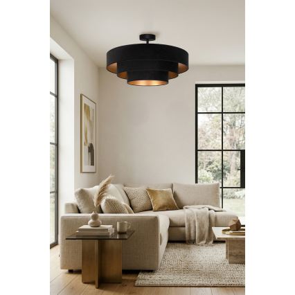 Brilagi - Ytmonterad taklampa LUNETA 3xE27/60W/230V Ø 80 cm svart/guld