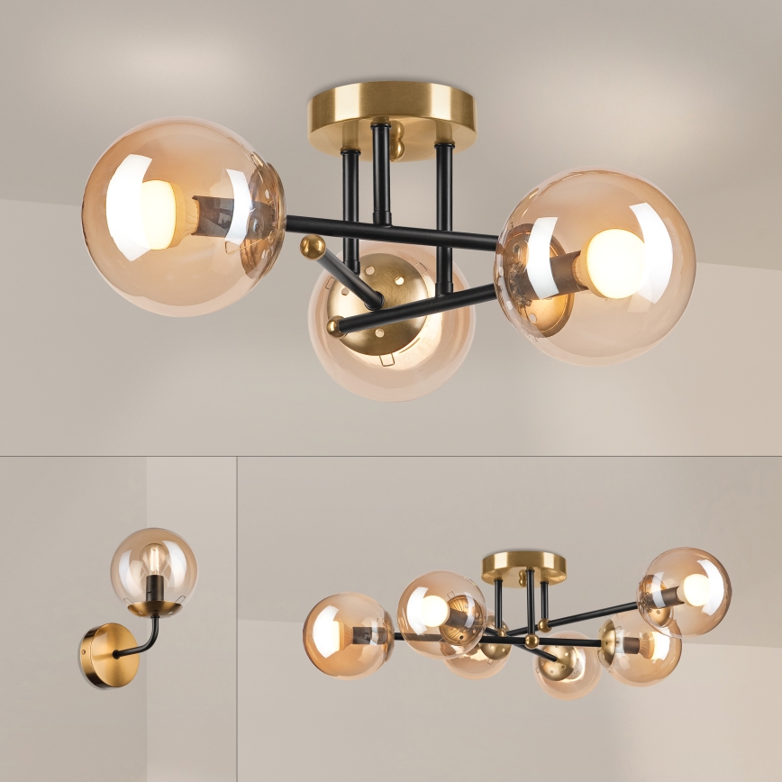 Brilagi - Ytmonterad taklampa MALIVA 3xE14/15W/230V, guld