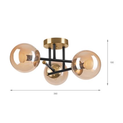 Brilagi - Ytmonterad taklampa MALIVA 3xE14/15W/230V, guld