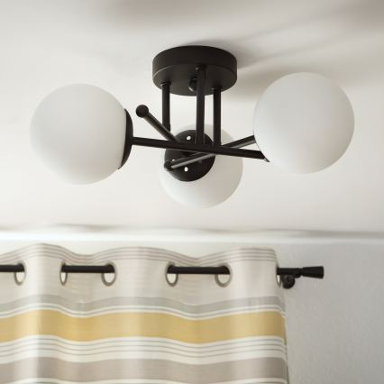 Brilagi - Ytmonterad taklampa MALIVA 3xE14/15W/230V svart/vit