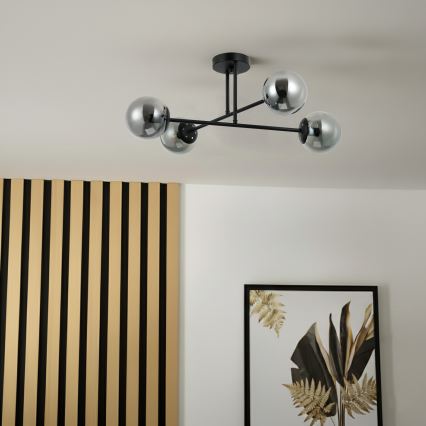 Brilagi - Ytmonterad taklampa MALIVA 4xE14/15W/230V svart/rökfärgad