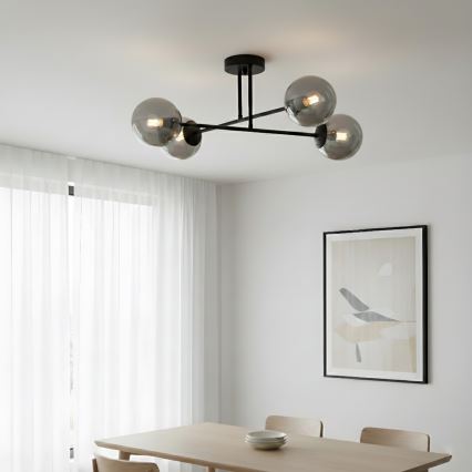 Brilagi - Ytmonterad taklampa MALIVA 4xE14/15W/230V svart/rökfärgad