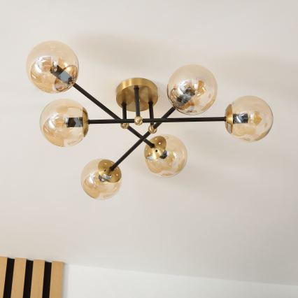 Brilagi - Ytmonterad taklampa MALIVA 6xE14/15W/230V, guld