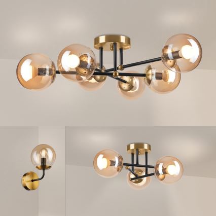 Brilagi - Ytmonterad taklampa MALIVA 6xE14/15W/230V, guld