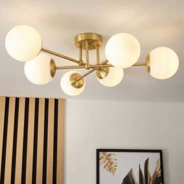 Brilagi - Ytmonterad taklampa MALIVA 6xE14/15W/230V guld/vit
