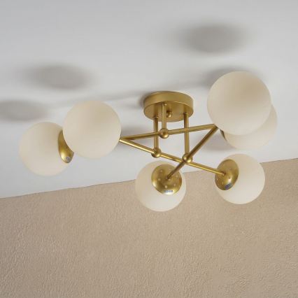 Brilagi - Ytmonterad taklampa MALIVA 6xE14/15W/230V guld/vit
