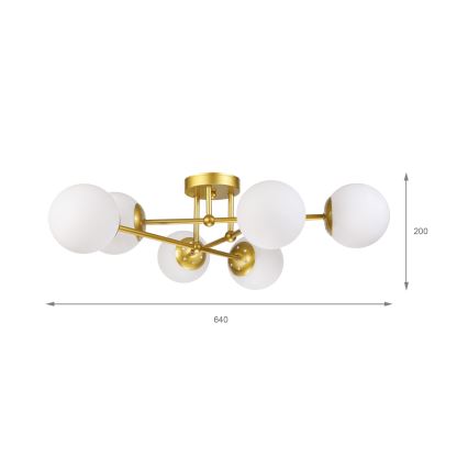 Brilagi - Ytmonterad taklampa MALIVA 6xE14/15W/230V guld/vit