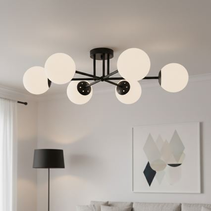 Brilagi - Ytmonterad taklampa MALIVA 6xE14/15W/230V svart/vit