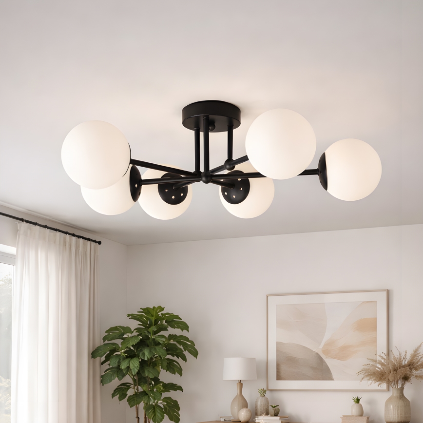 Brilagi - Ytmonterad taklampa MALIVA 6xE14/15W/230V svart/vit