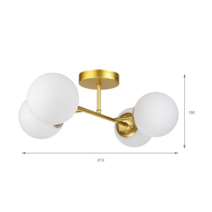 Brilagi - Ytmonterad taklampa MALONY 4xE14/20W/230V guld