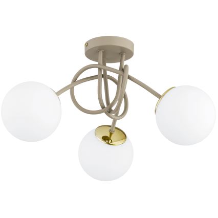 Brilagi - Ytmonterad taklampa MILO ECRU 3xE27/60W/230V beige/guld