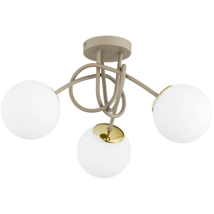 Brilagi - Ytmonterad taklampa MILO ECRU 3xE27/60W/230V beige/guld